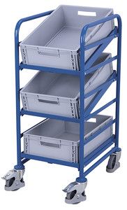 Chariot porte bac - variofit - 38,5 kg - modèle SW-610.102 avec 3 bacs plastiques norme européenne_0