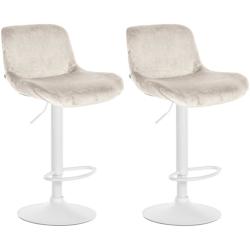 CLP Lot de 2 tabourets de bar Solon blanc Crème/Velours - beige textile 326582_0
