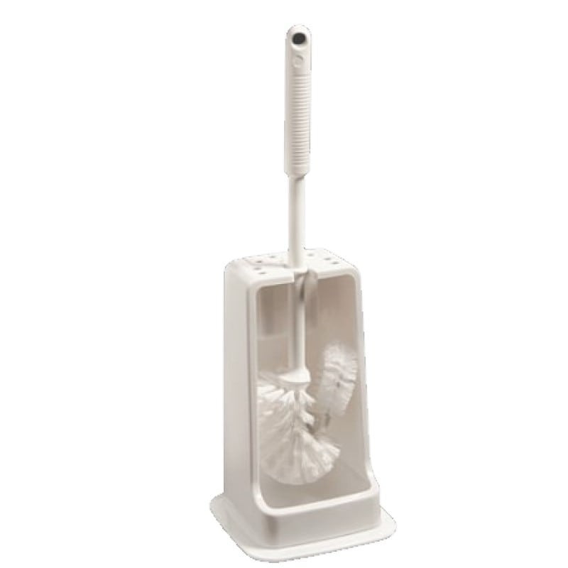 Combine brosse wc blanc complet haccp (brosse rebords+receptacle carre) (6640) haut.415mm cote.145mm_0