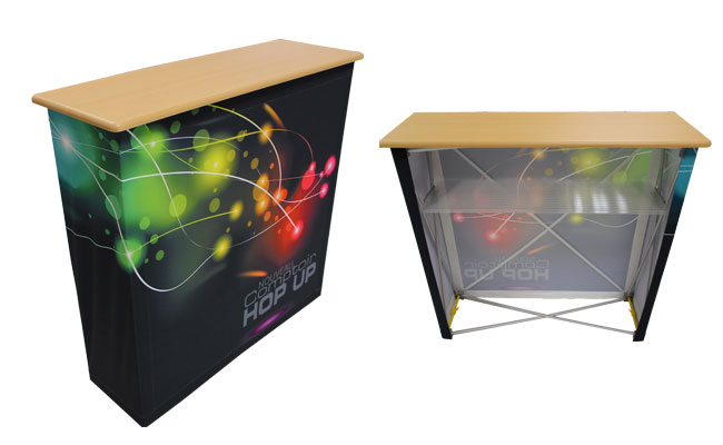 Comptoir tissu Hopup - Parapluie léger et compact avec visuel en tissu et tablette bois clair_0