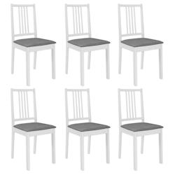 Décoshop26 - Lot de 6 chaises de salle à manger cuisineà dîner avec coussins blanc bois solide CDS022954 - blanc 3000032491538_0