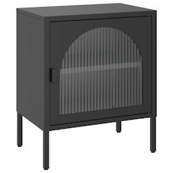 Décoshop26 - Table de chevet en verre cannelé avec étagère 50 x 35 x 60 cm verre et acier noir DEC034510 - noir 3000260143865_0