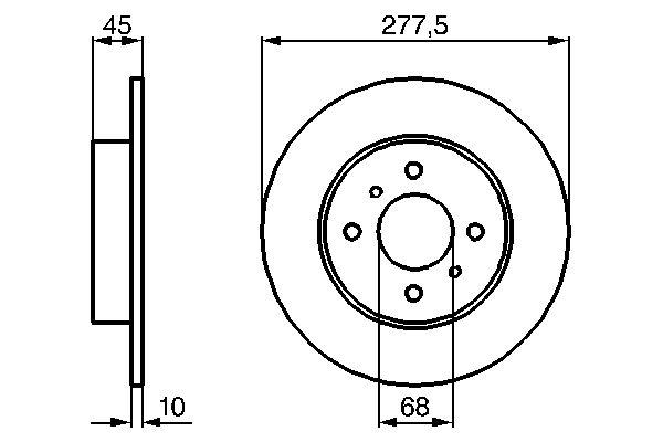 Disque de frein Bosch 0986479105 - arrière - plein - boîte de 2 disques - 4 trous - épaisseur 10 mm_0