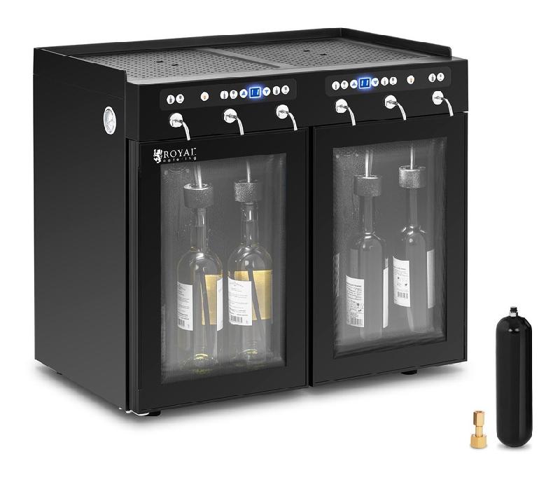 ROYAL CATERING - DISTRIBUTEUR DE VIN AU VERRE CAVE À VIN MINI FRIGO BAR ACIER LED 6 BOUTEILLES - ARGENT, NOIR