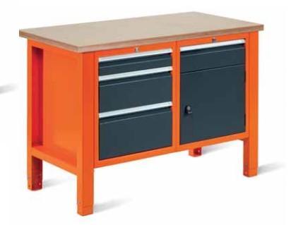 Établi léger Techno 62 - ETLG12MB/X avec tiroirs suspendus et plateau multiplis bois 30 mm_0