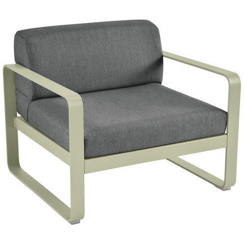 FAUTEUIL BELLEVIE VERT TILLEUL COUSSINS GRIS GRAPHITE - FERMOB