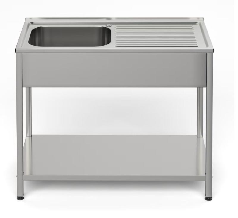 Gasfrit – Évier sous-bar avec 1 bac et 1 égouttoir, industriel, en acier inoxydable, 1000 × 500 × 850 mm - inox gf320444_0