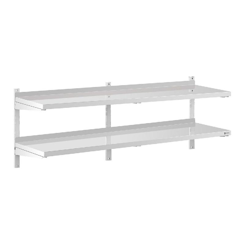 Helloshop26 - Étagère murale professionnelle acier inoxydable - 2 tablettes - 40 x 180 cm 14_0001556 - 3000187378982_0