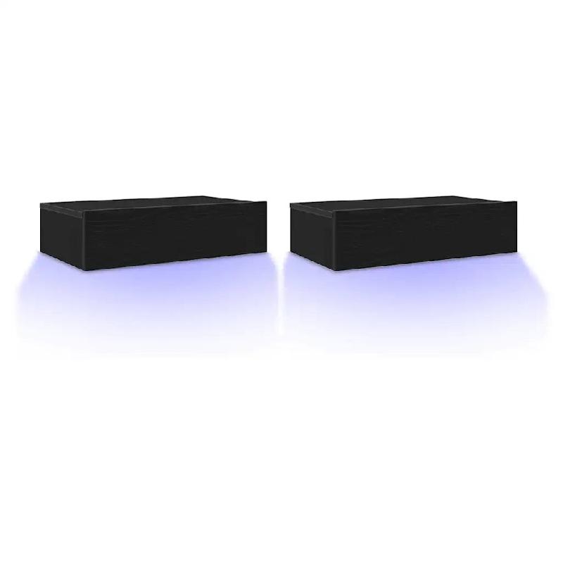 Helloshop26 - Lot de 2 meubles TV avec éclairage LED moderne et pratique rangement optimisé 60 x 35 x 15 cm en bois d'ingénierie 02_0051798 - Bois_0