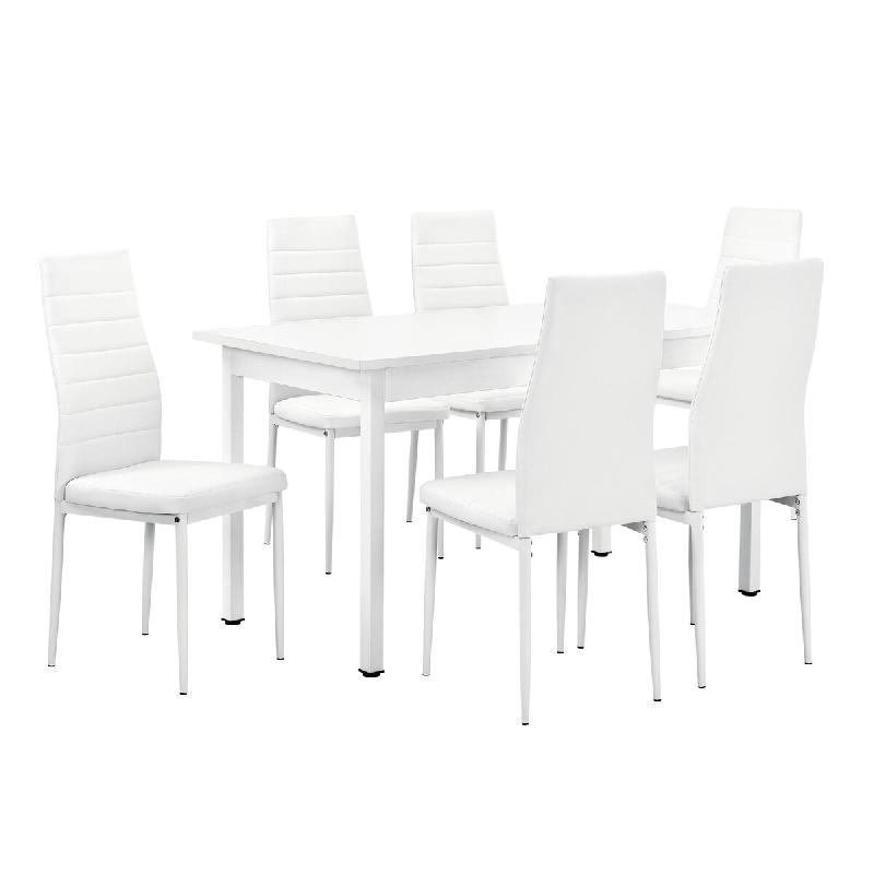 Helloshop26 - Table à manger blanc 140 cm + chaises 96 cm  blanc 03_0004009 - blanc Bois manufacturé 3000475899786_0