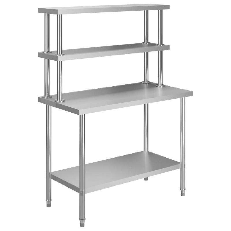 Helloshop26 - Table de travail de cuisine avec étagère 120 x 60 x 150 cm acier inoxydable  02_0001920 - inox 3000090071536_0
