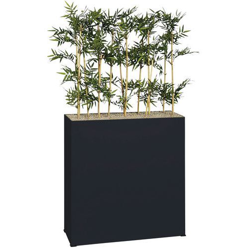 JARDINIÈRE MÉTAL SUR PATINS HAUTEUR 90 CM BAMBOUS NOIR