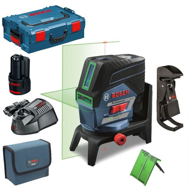 LASER BOSCH GCL 2-50 CG - POINTS ET LIGNES - BATTERIE, CHARGEUR, SUPPORT, CIBLE ET HOUSSE - 06159940KF
