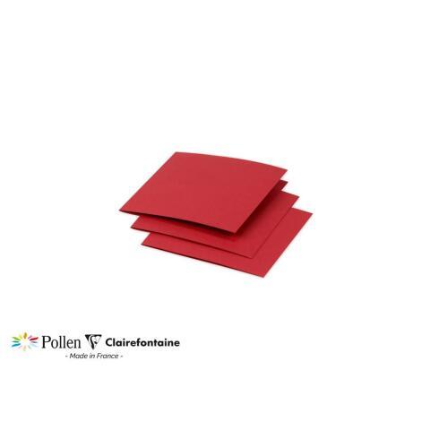LOT DE 2 - PAQUET DE 25 CARTES PLIÉES POLLEN 110X110MM 210G/M2 - ROUGE CERISE