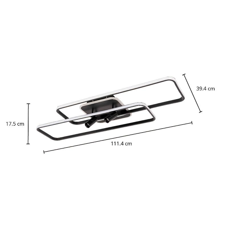 LUCANDE TIVAL PLAFONNIER LED, ALLONGÉ, NOIR