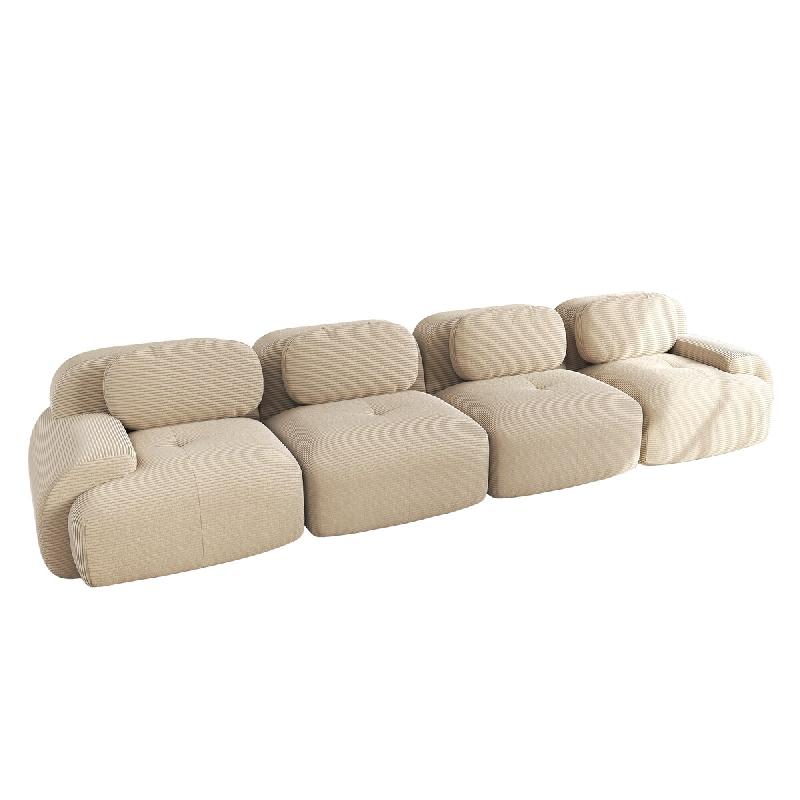 Merax canapé modulable en corde 4 places, canapé nuage sans cadre, près du sol avec assise profonde, doux et confortable, antidérapant, beige - be_0
