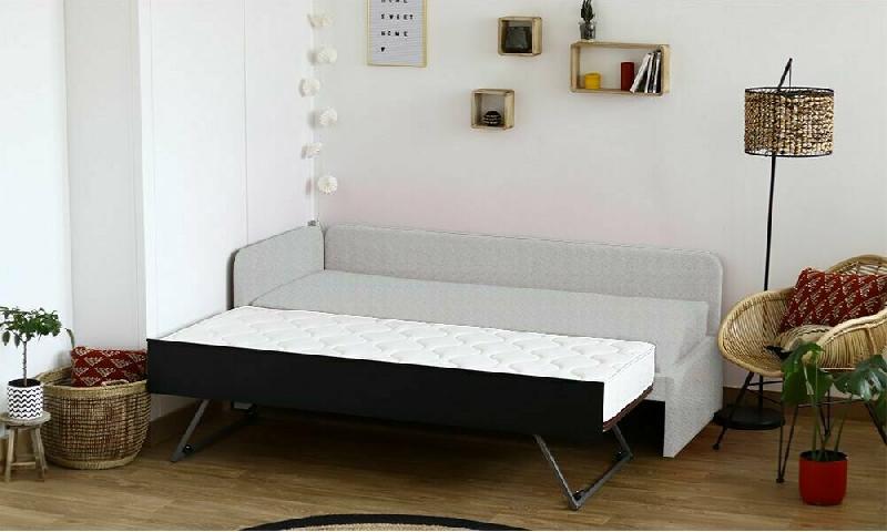 MERIDIENNE LIT GIGOGNE DEBO  GRIS CLAIR 80X190 CM