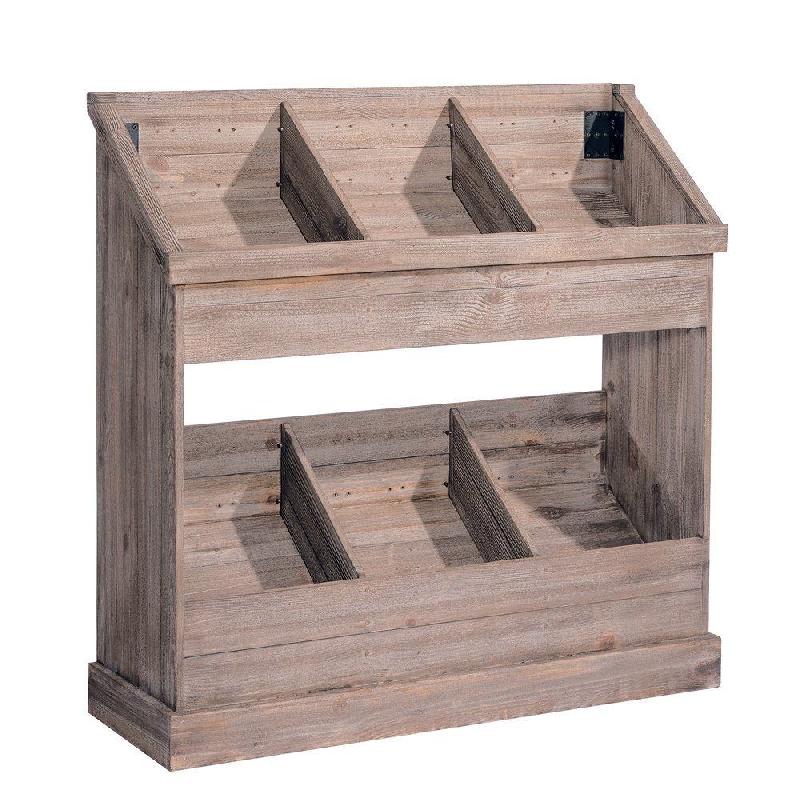 Meuble Héritage simple face - séparateurs amovibles - L119xP39xH120cm - Pin massif gris_0