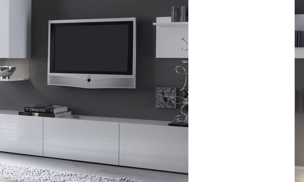 Meuble Tele Banc Tv Design Laque Blanc Madere