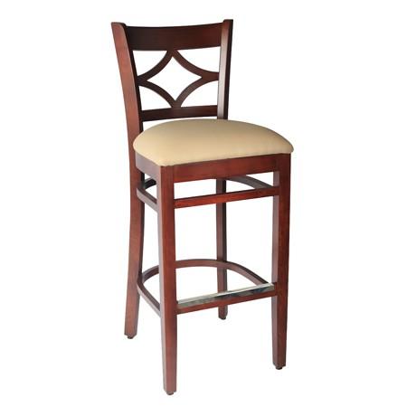 MILANO - Tabouret assise noire en simili cuir, structure en hêtre massif finition wengé_0