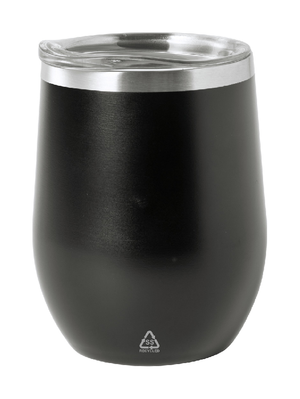 Mug thermos - double paroi en acier inoxydable recyclé - 350 ml - couleur noire_0