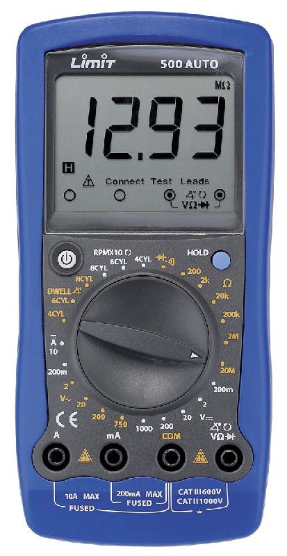 MULTIMÈTRE DIGITALE AUTOMOBILE CAT II 1000V, 10 A LIMIT LIMIT500A
