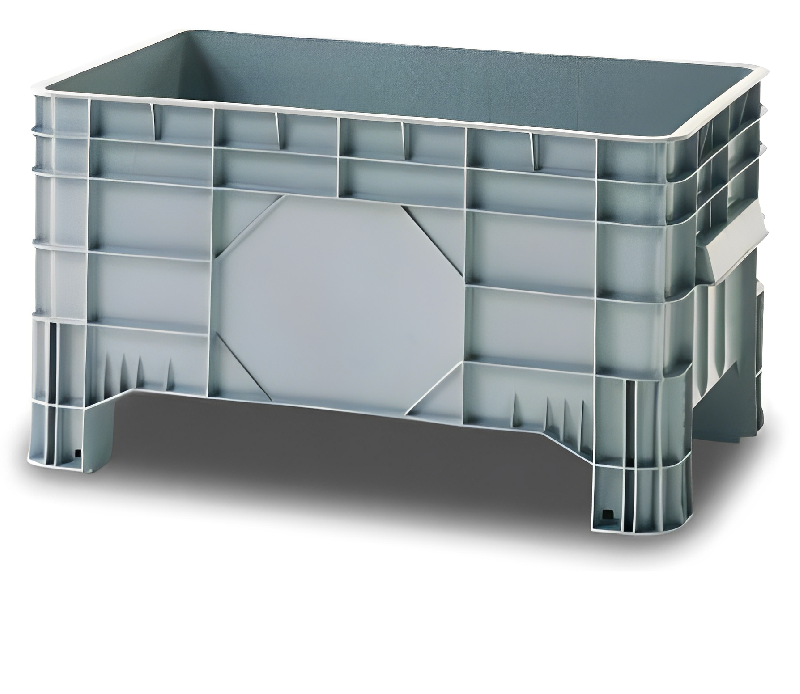Caisse-palette plastique petit volume à 4 pieds, avec fond et parois pleins - 1040 x 640, hauteur 550 mm_0