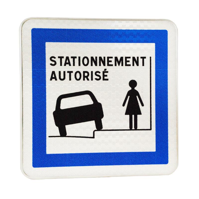 Panneau services - Stationnement autorisé sur trottoir CE50N - WP Signalisation_0