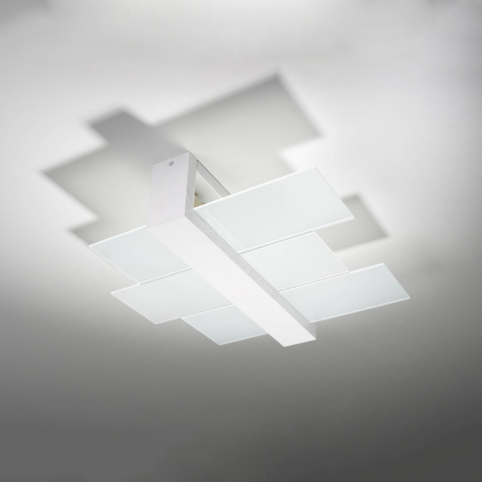 SOLLUX LIGHTING PLAFONNIER SHIFTED 2, VERRE, BLANC