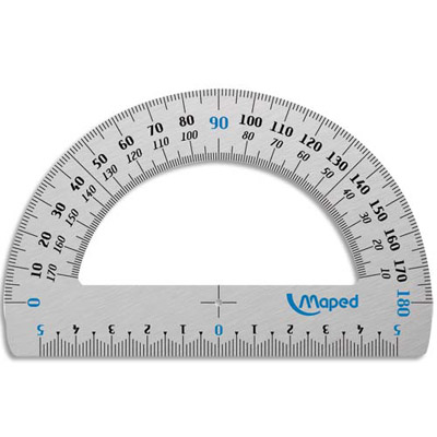 RAPPORTEUR 180 DEGRES MAPED -  ALUMINIUM - LONGUEUR 12 CM