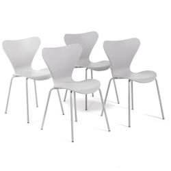 RATTATAN Lot de 4 chaises d’intérieur en polypropylène, pieds en métal avec finition effet bois, empilables,pour bar, restaurant ou cuisine – N_0