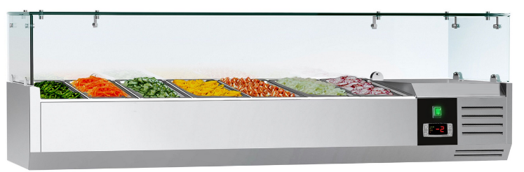 Saladette réfrigérée à poser 7 bacs gn 1/3 - vitrine à ingrédients de 160 cm_0