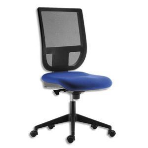 Siège 'Tertio' - dossier résille noir, assise tissu bleu, mécanisme synchrone, sans accoudoirs_0