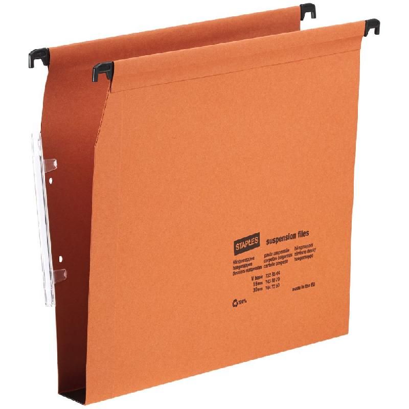 STAPLES DOSSIER SUSPENDU POUR ARMOIRE FOND U 30 MM ORANGE (PRIX À L'UNITÉ)