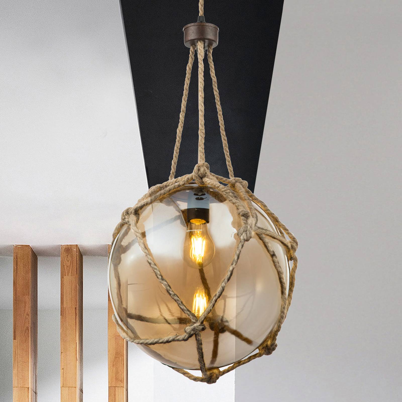 GLOBO SUSPENSION VERRE TIKO AVEC FILET ROUILLE Ø 30 CM
