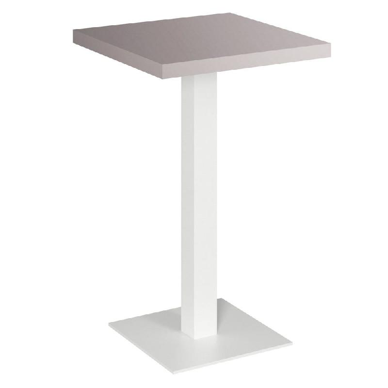 Table mange debout Cage blanc plateau gris alu 70x70x111cm_0