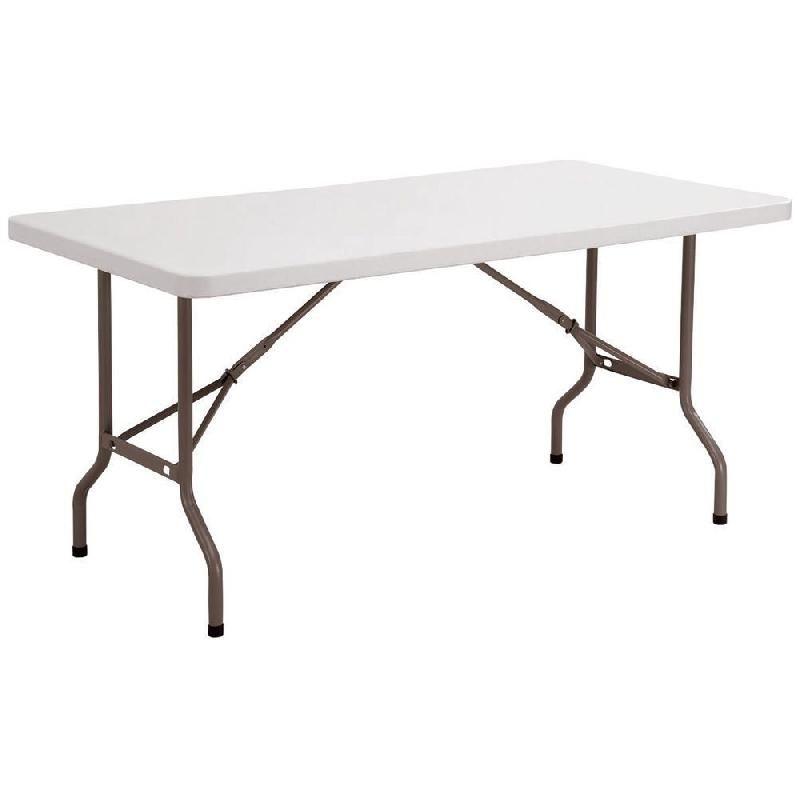 TABLE PLIANTE POLYÉTHYLÈNE RECTANGLE 152 X 76 CM - PLATEAU GRIS - PIEDS GRIS