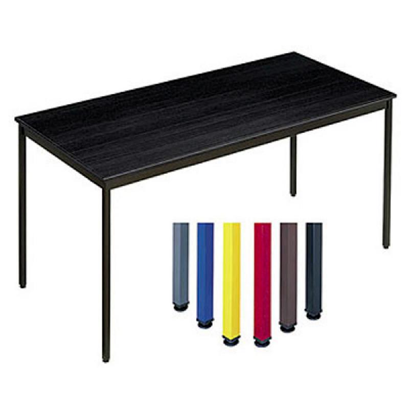 TABLE POLYVALENTE RECTANGLE - L. 160 X P. 80 CM - PLATEAU NOIR - PIEDS BRUNS