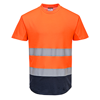 Tee-shirt mesh bicolore orange marine C395 - respirant, bandes réfléchissantes, certifié CE, UPF 35+, norme RIS 3279-TOM_0