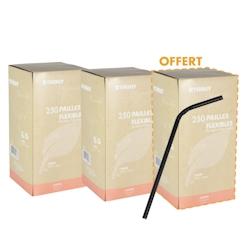 Thouy Paille flexible en carton noir 20 cm Ø 6 mm : 2 BOÎTES ACHETÉES = 1 BOÎTE OFFERTE - 3701114813155_0