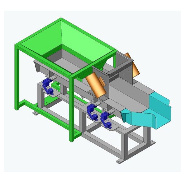 Trémie de stockage en acier inox avec élévateur à tasseaux - Tecnimodern Automation_0