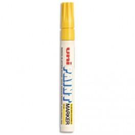 UNIBALL MARQUEUR PEINTURE À BASE D'HUILE INDÉLÉBILE PTE MOYENNE OGIVE CORPS MÉTAL COLORIS JAUNE UNI PAINT