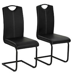 VidaXL Chaises à Manger Cantilever Lot De 2 Noir Similicuir - noir 246193_0