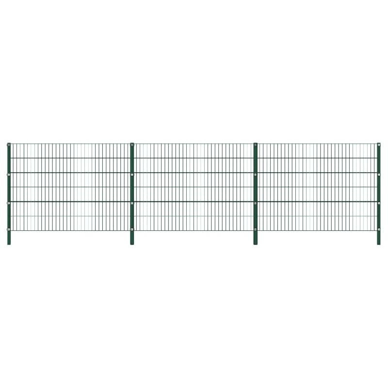 Vidaxl panneau de clôture avec poteaux fer 5,1 x 1,2 m vert 278663_0