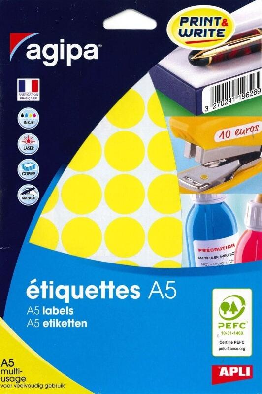 400 étiquettes jaunes multi-usage, diamètre 24 mm (10 feuilles A5 / cdt) - 3270241143249_0