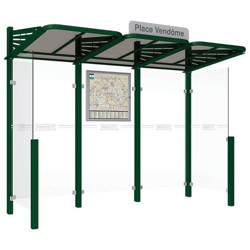 ABRI BUS CONVIVIALE 3 M BARDAGES LATÉRAUX - VERT 6005 - PROCITY