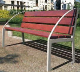 Banc silaos - acier peint sur zinc - assise et dossier en chêne clair ou acajou - longueur 1200 mm ou 1800 mm_0