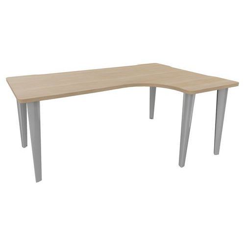 BUREAU EVIDENCE ASYMÉTRIQUE 180X120 RETOUR D CHÊNE NATUREL/ALU - VINCO