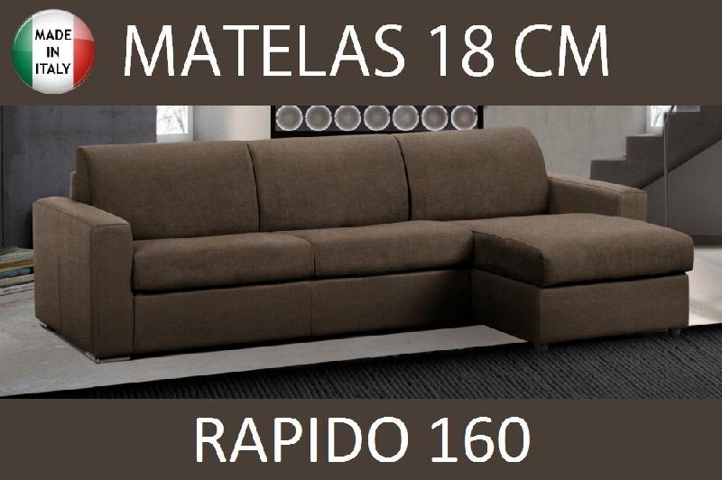 CANAPÉ D'ANGLE RÉVERSIBLE EXPRESS MASTER COUCHAGE 160CM MATELAS 18CM TWEED TAUPE_0