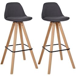 CLP Lot de 2 tabourets de bar Corbin en tissu carré Gris foncé/Nature - gris textile 327242_0